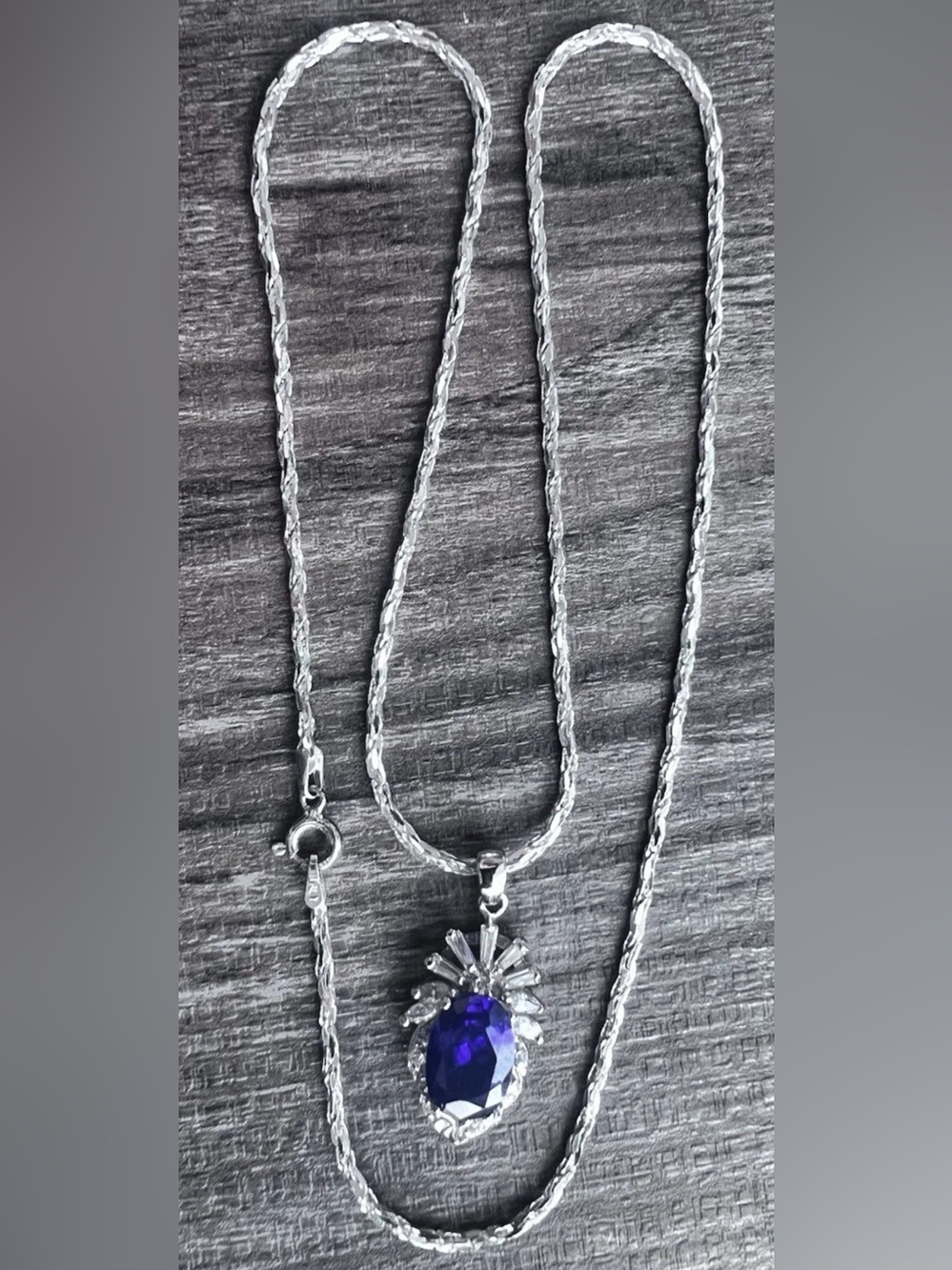 Sterling Silver Blue Gem Pendant Necklace